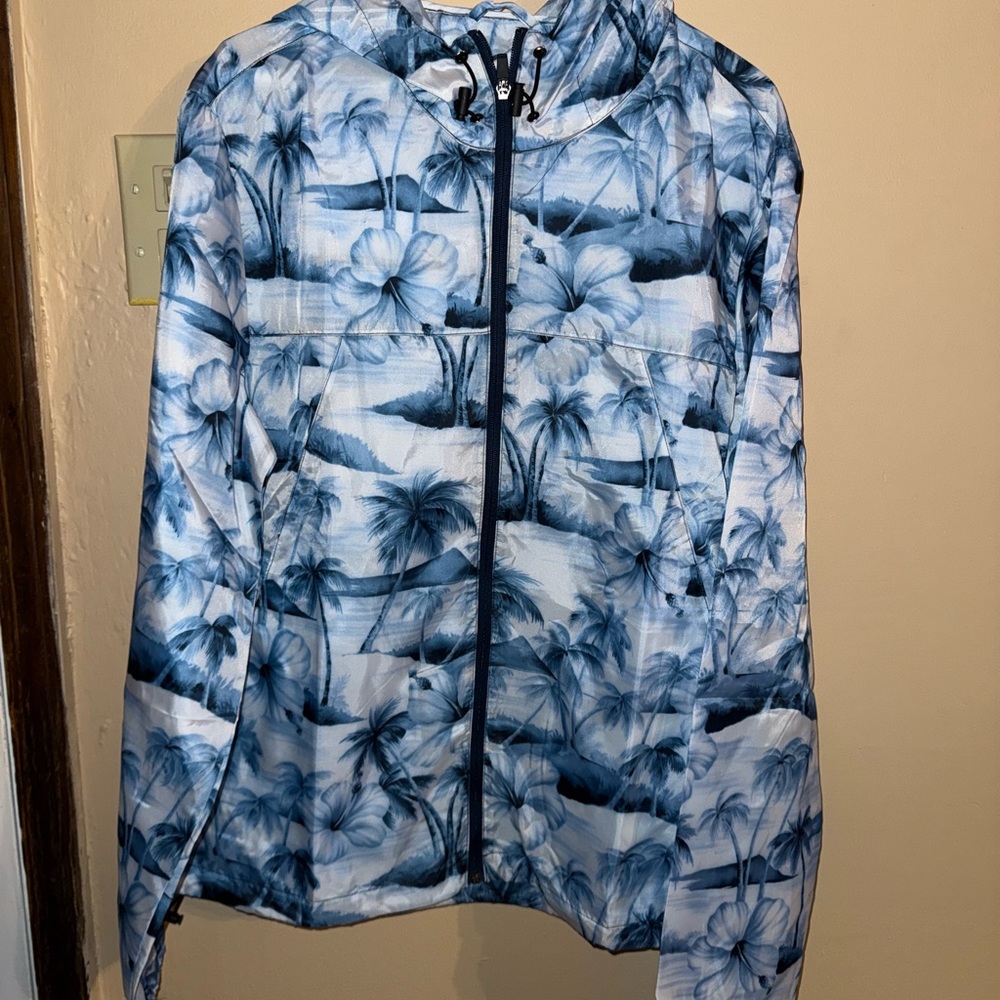 Men's Blue Tropical Print Lightweight Jacket